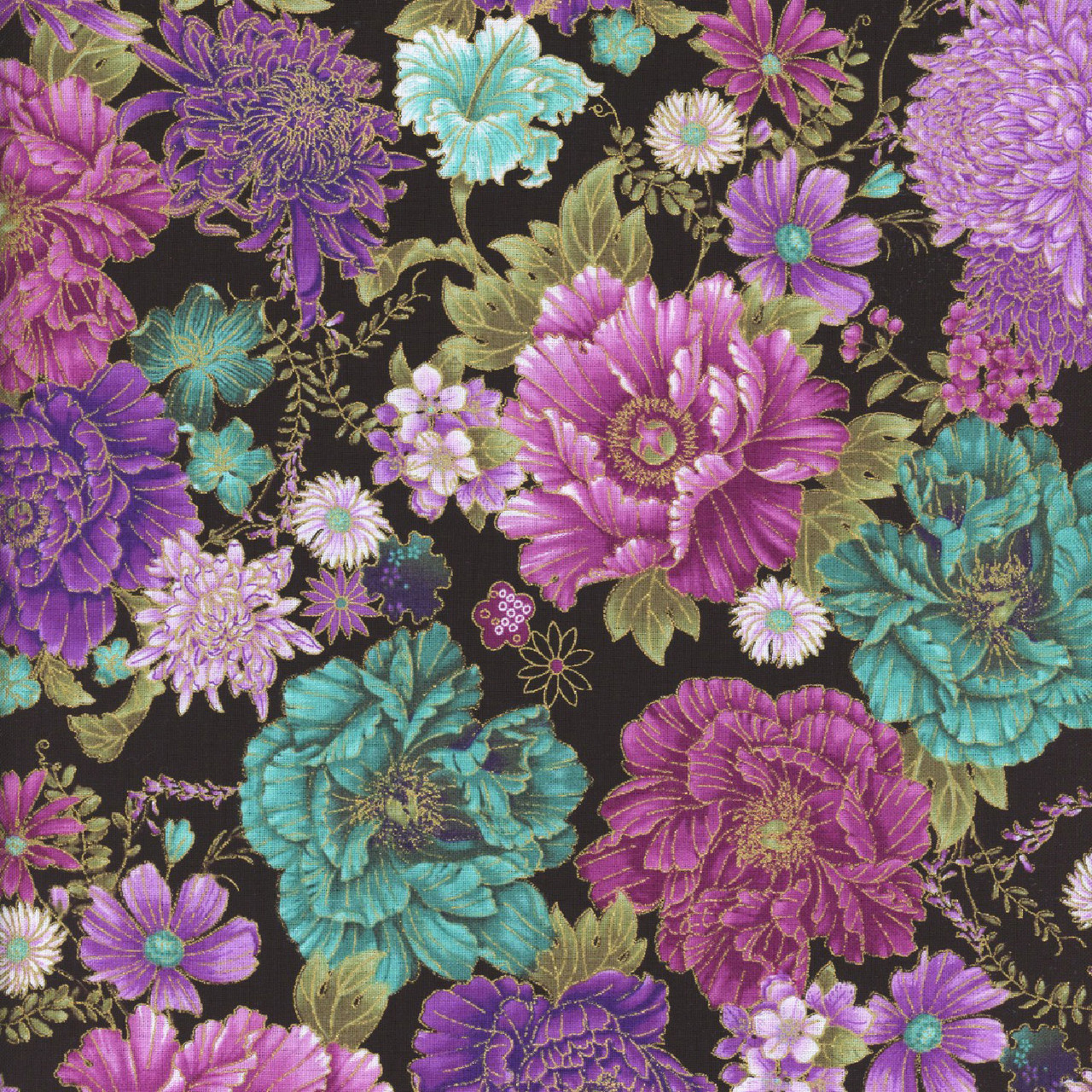 Timeless Treasures Fabrics Shizuka Chong A Hwang Black Packed