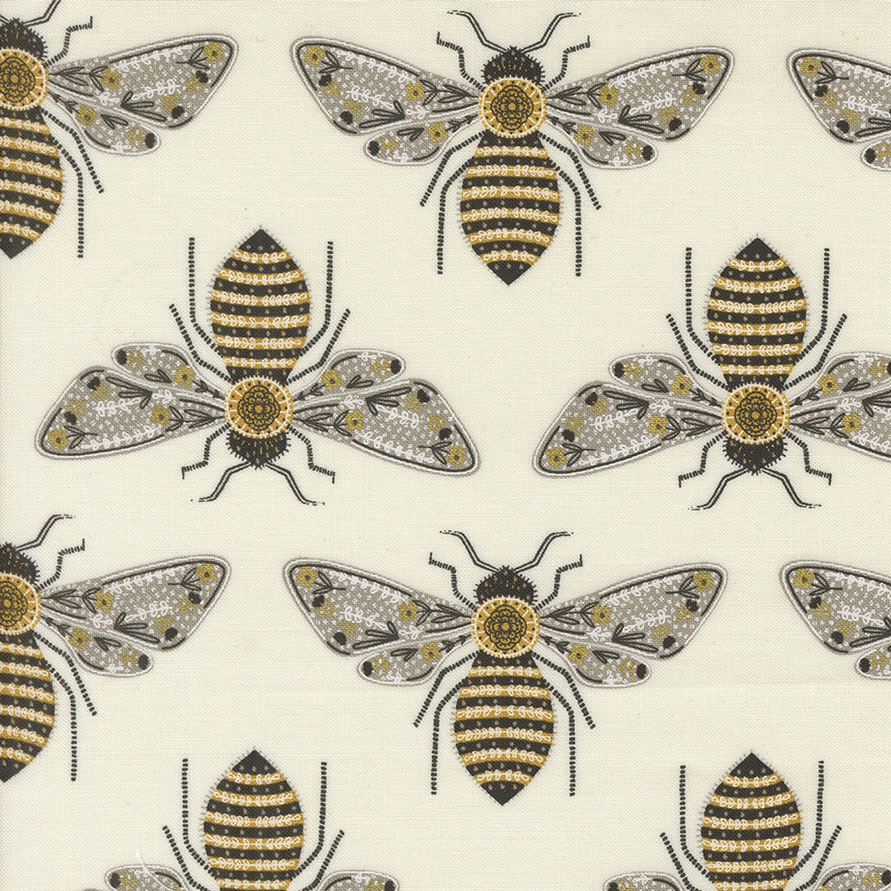 ■ENGBROX■ bubbly floral gym sack3 colors EBBG25001 Moda Fabrics Bee Garden Gingiber Bumblebee Metallic