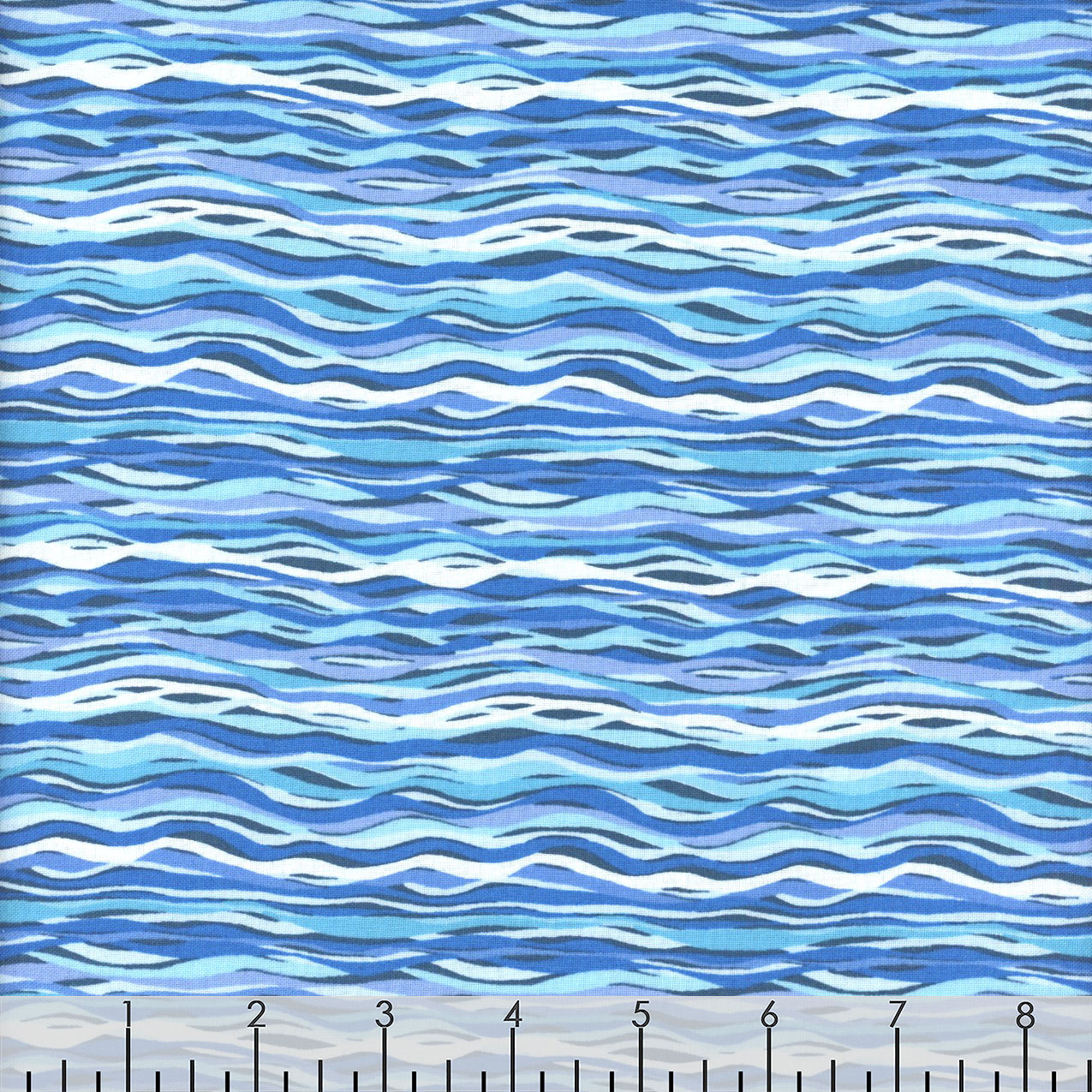 Andover Makower Fabrics Deep Blue Sea Blue Wave Stripe | Quilt Fabric