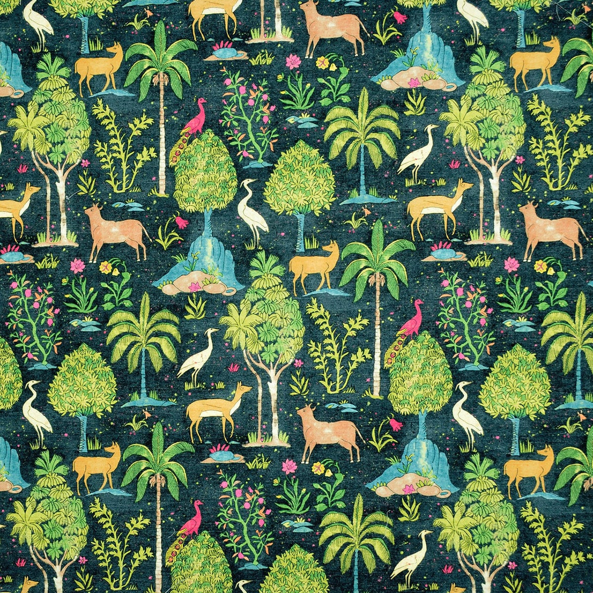 P Kaufman Fabrics Forest Frolic Midnight Blue Black Fantasitic