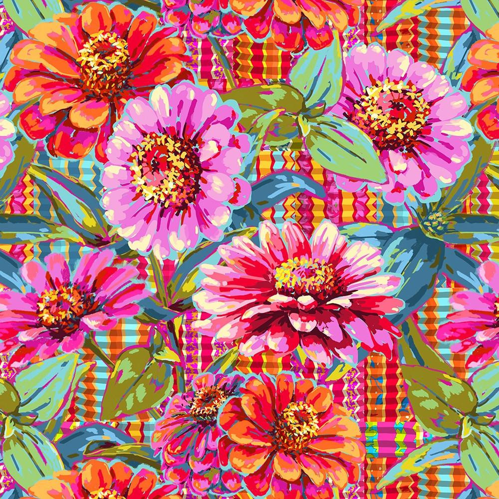 FreeSpirit Fabrics Festival by Odile Bailloeul Giant Zinnias Pink