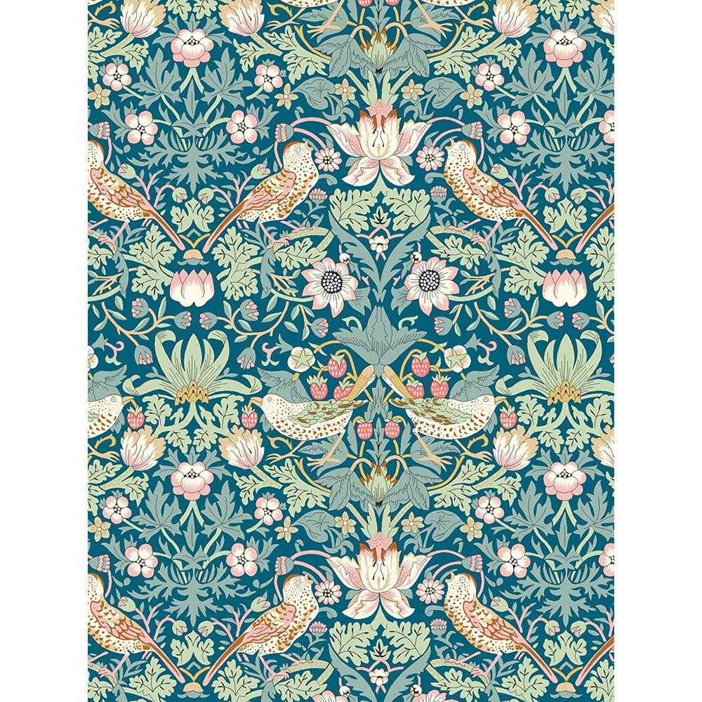 Liberty Fabrics Teal Blue William Morris Strawberry Thief Tana