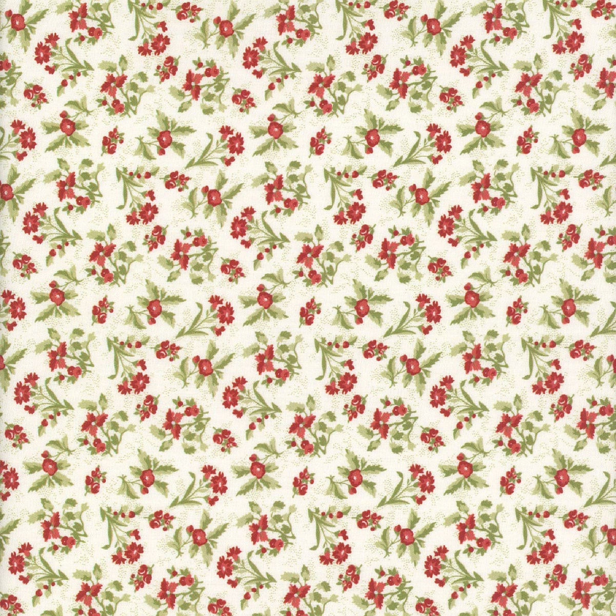 Clothworks Fabrics Katie Pertiet Red Cream Holiday Nostalgia Ditsy