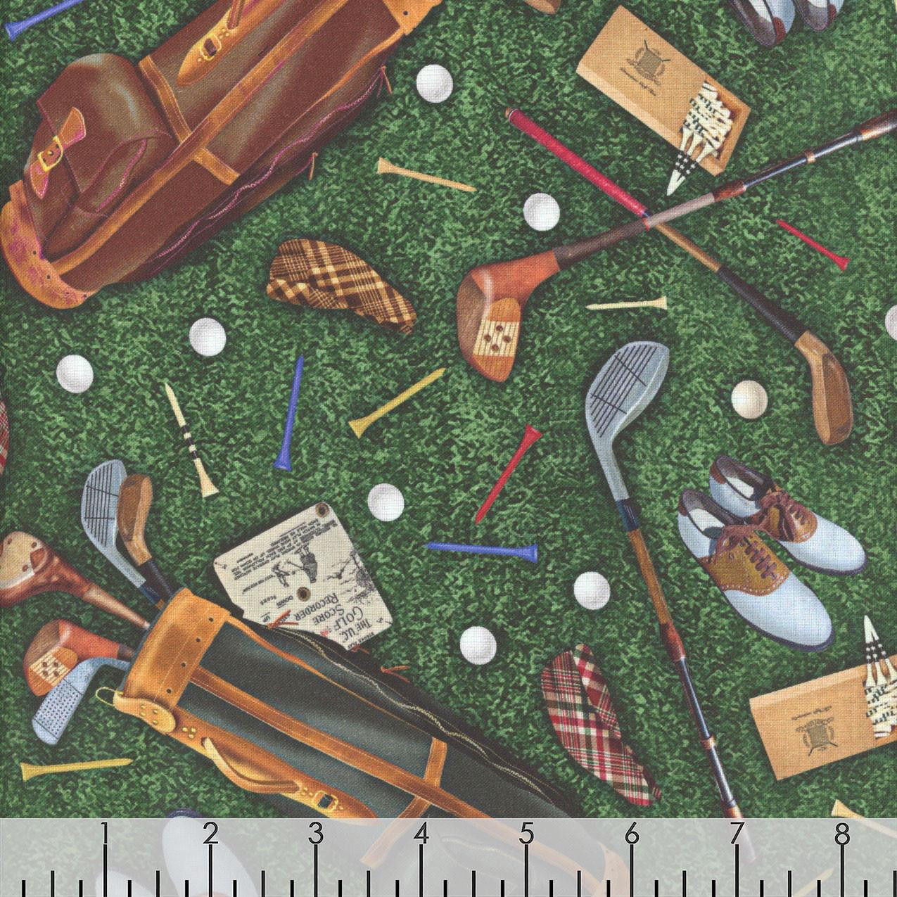 Timeless Treasures Fabrics Par For The Course Green Golfing