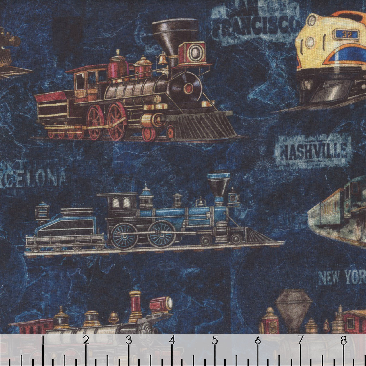Quilting Treasures Fabrics Steam and Steel by Dan Morris Blue