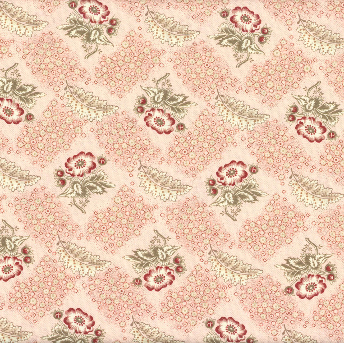 マニー テリア花柄レース パッチワークフリークロス Henry Glass Fabrics Lost Gardens of Heligan Michelle Yeo Pink