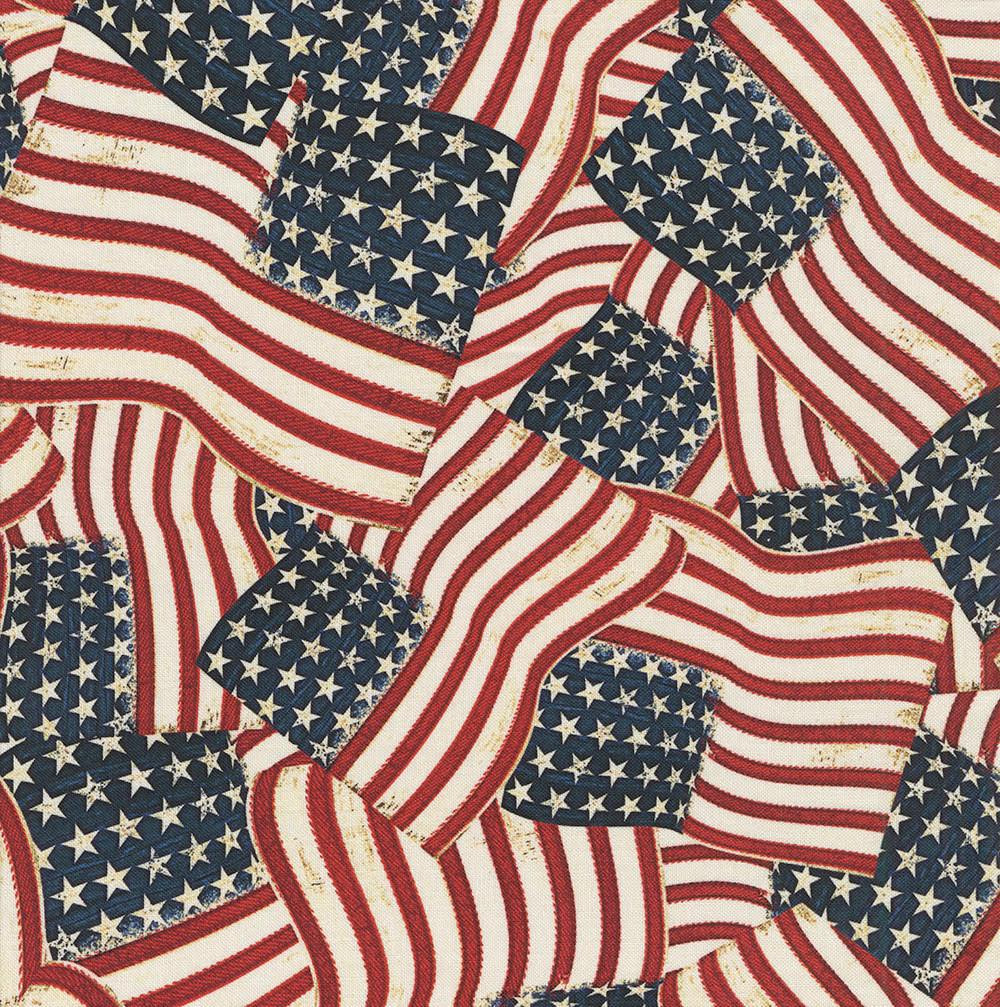 洋楽 Patriotic Glory Red, White & Blue Wilmington Prints Founding Glory Jennifer Pugh Packed Flags Red