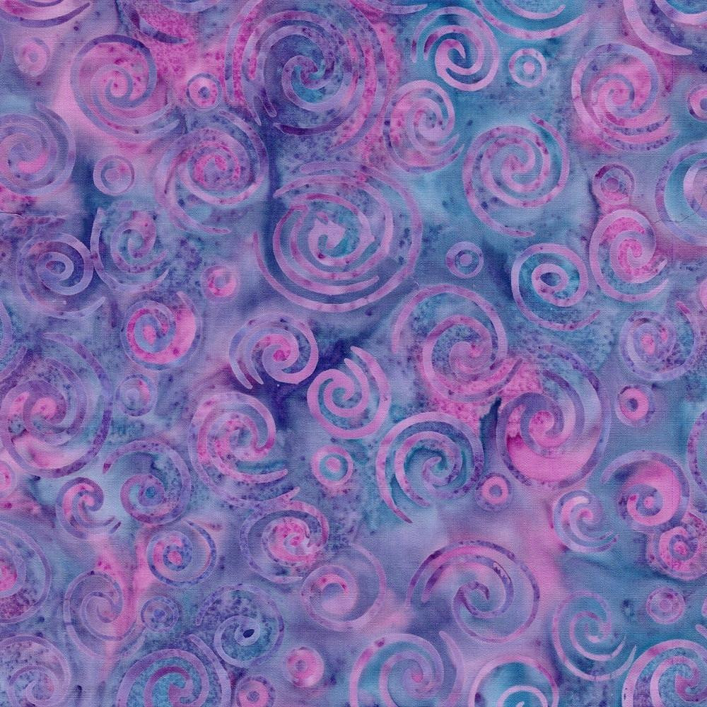 Lumin Fabrics Island Batik Garden Bloom Spiral Multi Purple Pink
