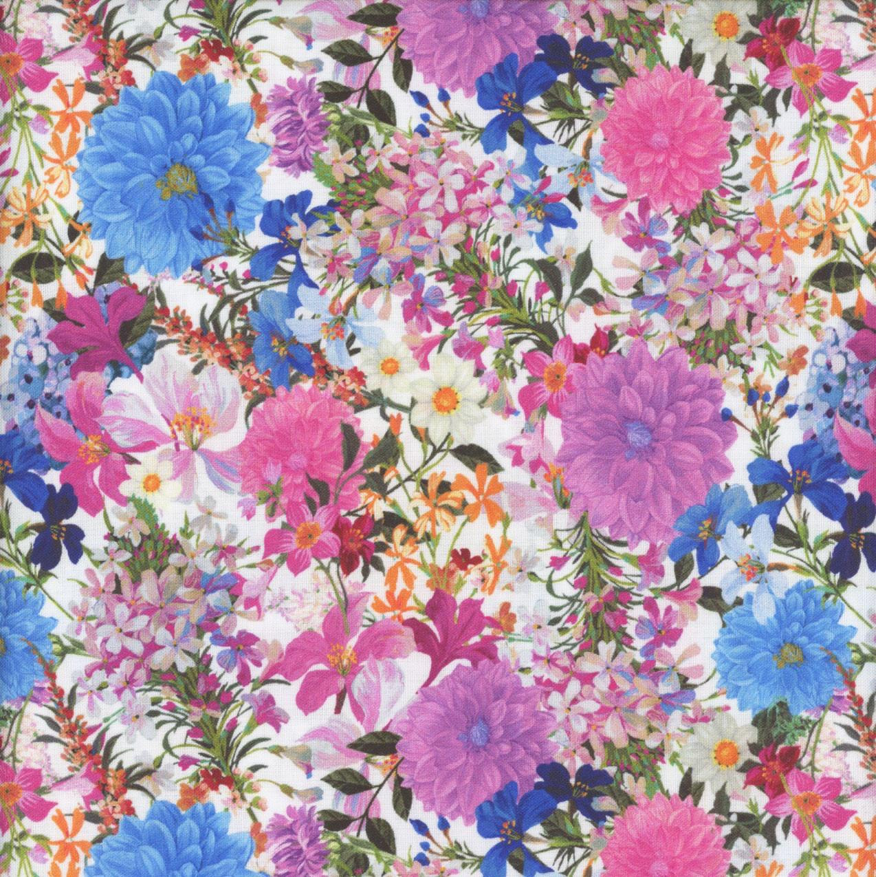Windham Fabrics Midnight Blooms Floral Wildflower Pickings White