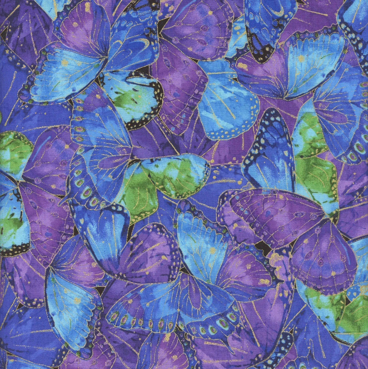Timeless Treasures Fabrics Evening Glow Packed Wings Metallic Multi ...