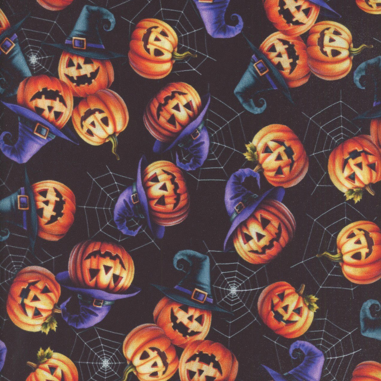 Benartex Fabrics Ghostly Soiree Nicole DeCamp Jack-O'-Lantern