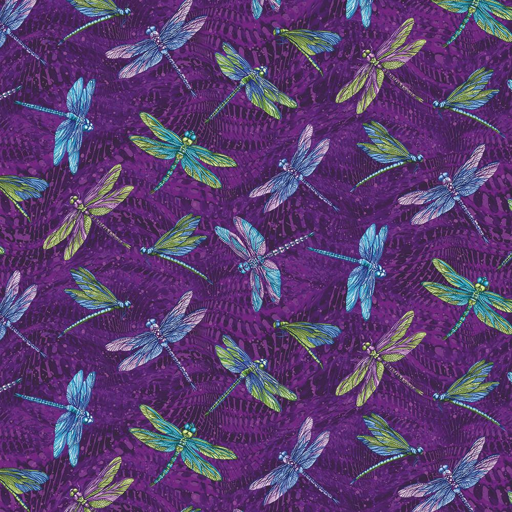 Benartex Fabrics Dragonfly Wonder Ann Lauer Large Dragonfly Purple