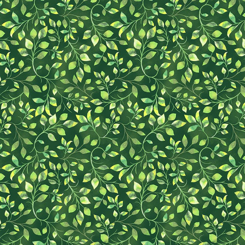 Windham Fabrics Violeta Whistler Studios Leaf Green Climbing Vine, a vibrant fabric pattern featuring lush green leaves and delicate vines.