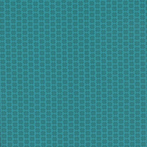 Windham Fabrics Copper Sky Kassie Kussman Turquoise Blue Morning Star, turquoise fabric with a repeating pattern of small teal star-shaped and floral motifs.
