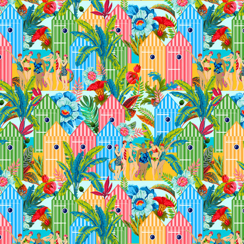 FreeSpirit Fabrics Riviera Odile Bailloeul St Tropez Bright Yellow Green Blue Pink