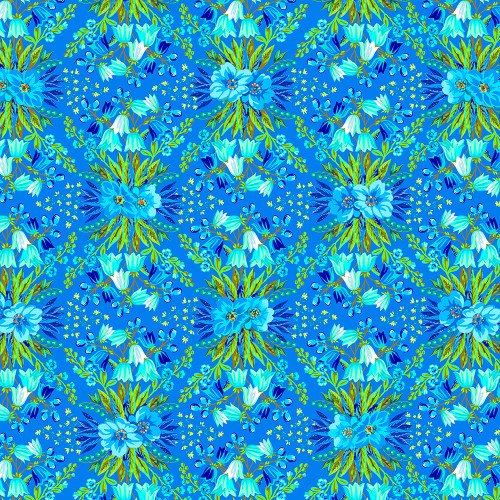 FreeSpirit Fabrics Riviera Odile Bailloeul Mini Terrace Floral Night Blue