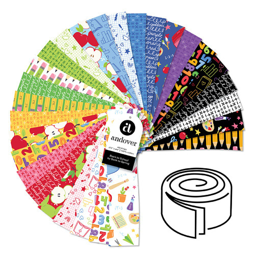 Andover Fabrics Back to School 2.5 Inch Strip Roll 40 Cuts Each