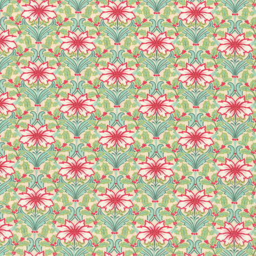 Andover Fabrics Snowberry Poinsettia Frost Blue