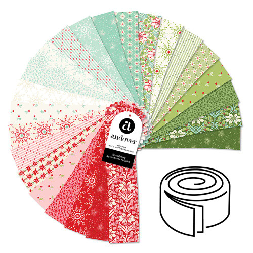 Andover Fabrics Snowberry 2.5 Inch Strip Roll 40 Cuts Each