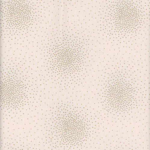 Andover Fabrics Spritz Metallic Spritz Cream, fabric with a metallic gold dot pattern on a cream background.