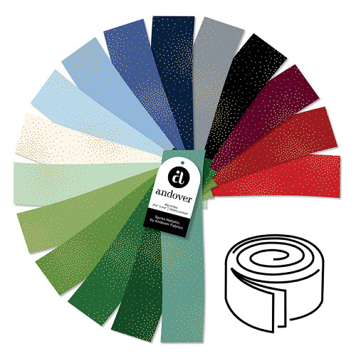 Andover Fabrics Spritz Metallic 2.5 Inch Strip Roll 40 Cuts Each