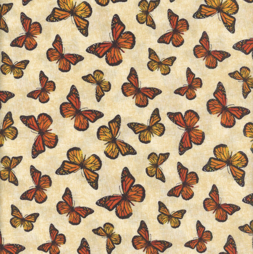 Wilmington Prints Fabrics Sunshine Whispers Bruce Park Butterfly Toss Cream Orange