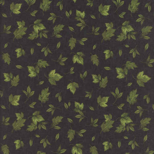Wilmington Prints Fabrics Sunshine Whispers Bruce Park Leaves Toss Black Green