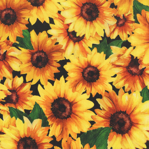 Wilmington Prints Fabrics Sunshine Whispers 108 Inch Wide Quilt Backing Sunflowers Black Yellow