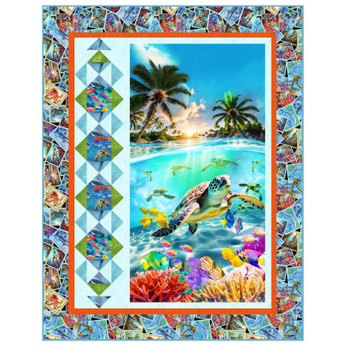 <p>Timeless Treasures Underwater Paradise Family Album Quilt Kit</p>
