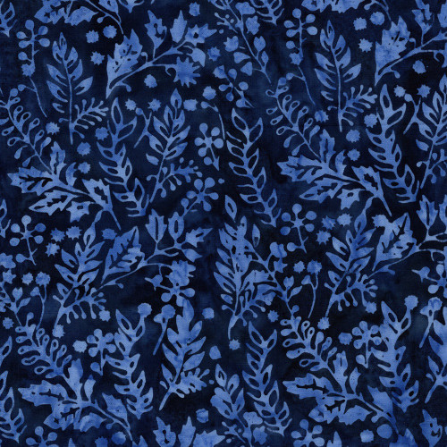 Lumin Fabrics Island Batik Countryside Charm Batiks Vines Leaves and Berries Blue Ocean