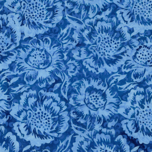 Lumin Fabrics Island Batik Countryside Charm Batiks Large Floral Blue Sapphire