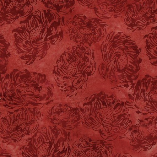 Lumin Fabrics Island Batik Everbloom Batiks Tossed Medium Flowers Red Coral