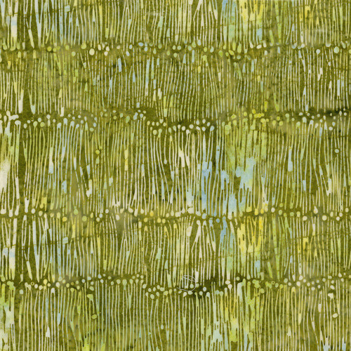 Lumin Fabrics Island Batik Meadow Brook Batiks Lines with Dots Green Lemon Lime