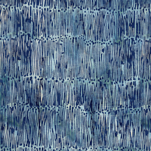 Lumin Fabrics Island Batik Meadow Brook Batiks Lines with Dots Blue Wave