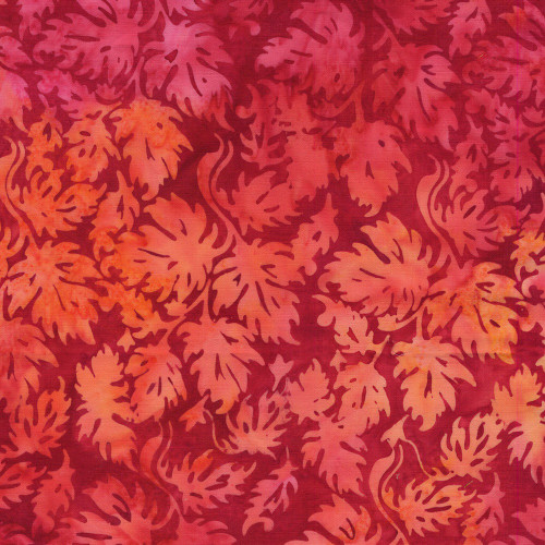 Lumin Fabrics Island Batik Posy Twist Batiks Condensed Leaves Red Mulberry