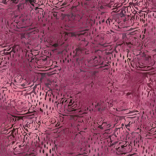 Lumin Fabrics Island Batik Rosy Bloom Batiks Flowers and Seeds Pink Camelia