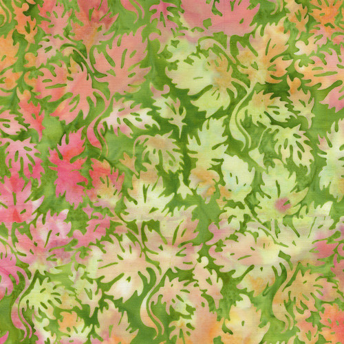 Lumin Fabrics Island Batik Posy Twist Batiks Condensed Leaves Green Apple