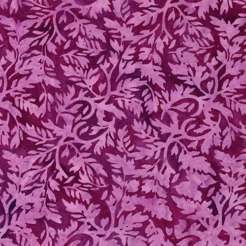 Lumin Fabrics Island Batik Rosy Bloom Batiks Leafy Vine Pink Plum