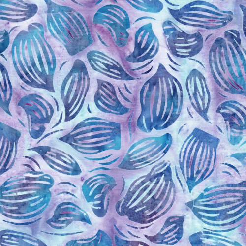 Lumin Fabrics Island Batik Secret Garden Batiks Wavy Leaves Multi Blue Purple