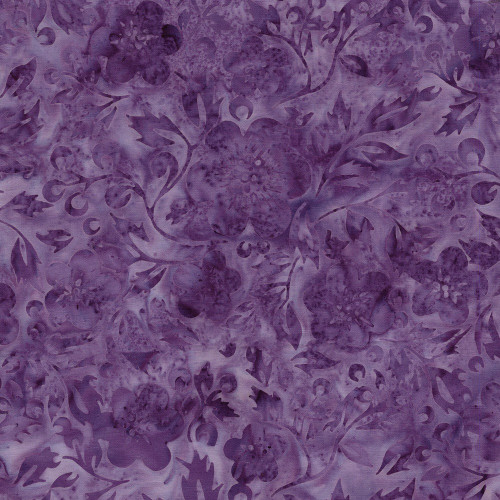 Lumin Fabrics Island Batik Springtime Bouquet Batiks Flowers and Leaves Purple Wisteria