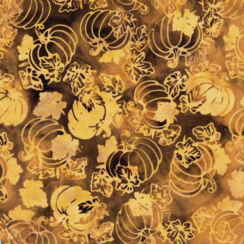 Lumin Fabrics Island Batik Woodland Warmth Batiks Tossed Pumpkins Gold Acorn