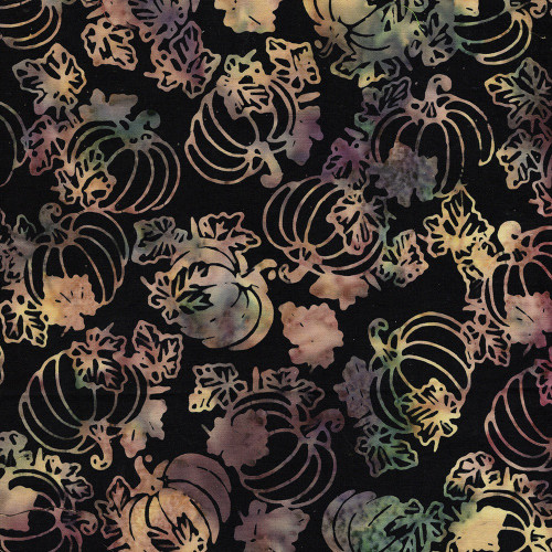 Lumin Fabrics Island Batik Woodland Warmth Batiks Tossed Pumpkins Black