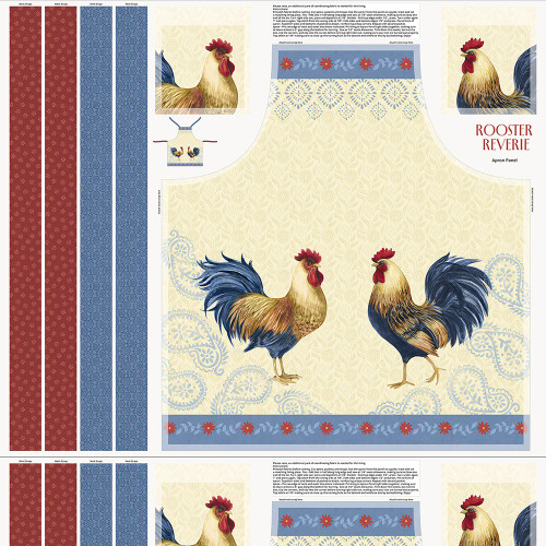 Lumin Fabrics White Owl Rooster Reverie Susan Winget Rooster Reverie Apron Panel Multi