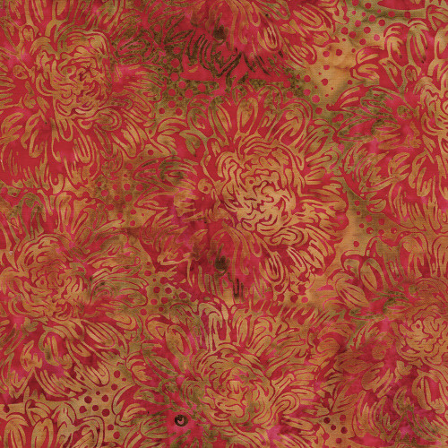 Lumin Fabrics Island Batik Everbloom Batiks Large Dahlias Gold Wheat