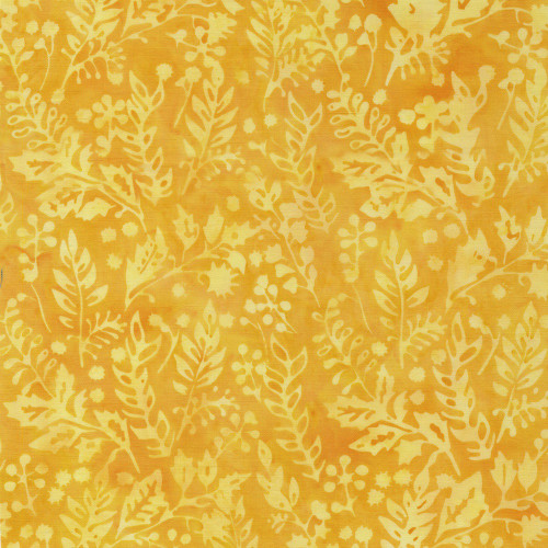Lumin Fabrics Island Batik Countryside Charm Batiks Vines Leaves and Berries Orange Daffodil