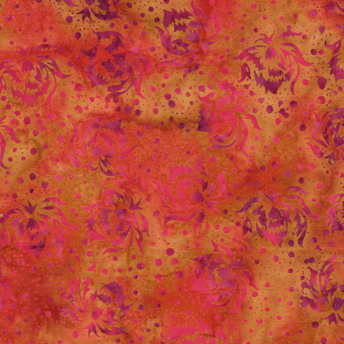 Lumin Fabrics Island Batik Everbloom Batiks Flowers and Dots Multi Pink Purple Orange