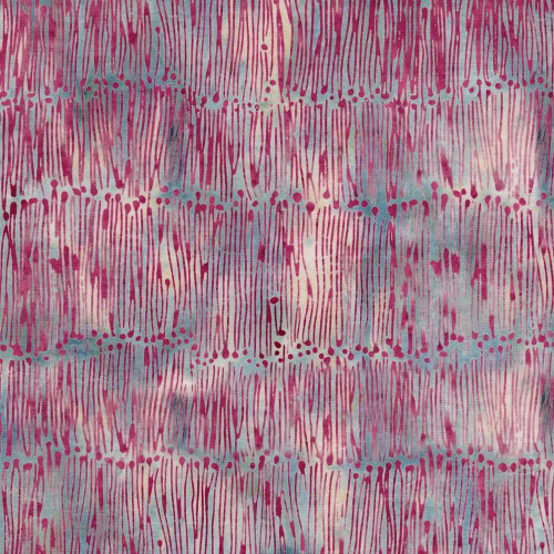 Lumin Fabrics Island Batik Meadow Brook Batiks Lines with Dots Blue Heavenly, fabric with lines and dots pattern in blue, pink, and purple tones.