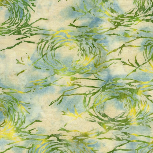 Lumin Fabrics Island Batik Meadow Brook Batiks Bird's Nest Multi Blue Cream