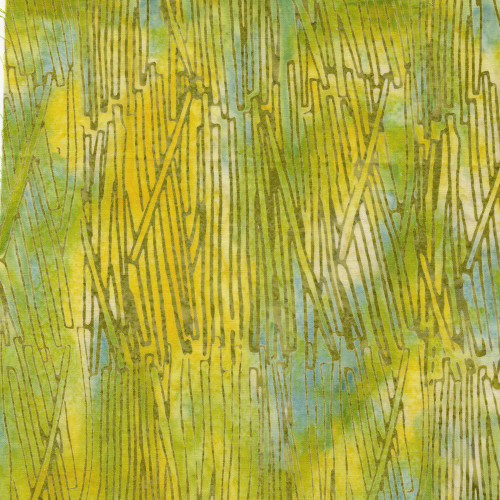 Lumin Fabrics Island Batik Meadow Brook Batiks Sticks Multi Green Yellow Blue