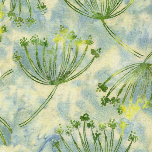 Lumin Fabrics Island Batik Meadow Brook Batiks Queen Annes Lace Multi Blue Cream